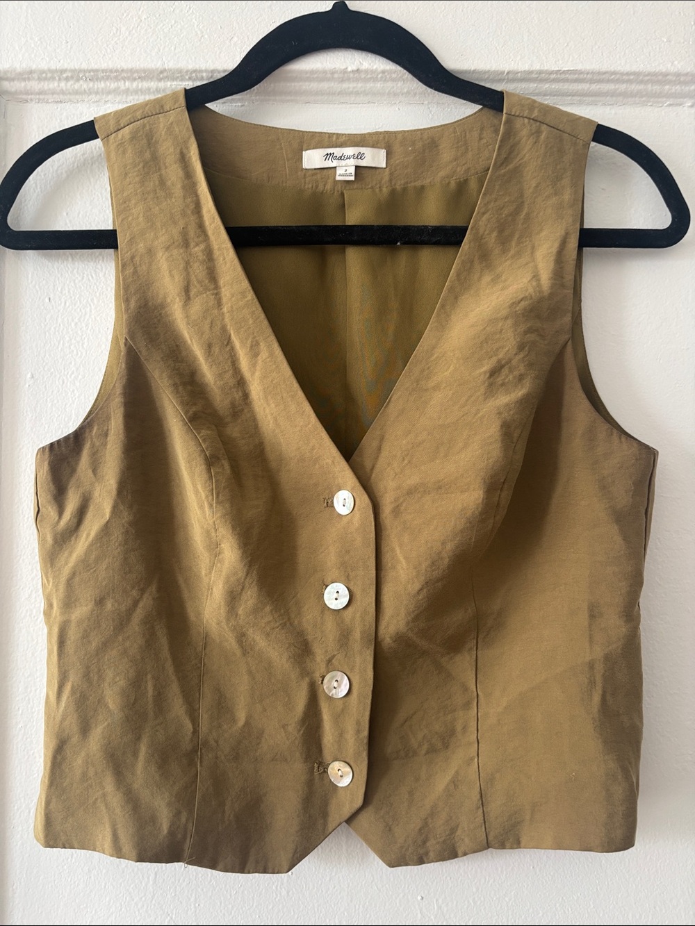 Madewell Olive Button-Front V-Neck Women’s Vest